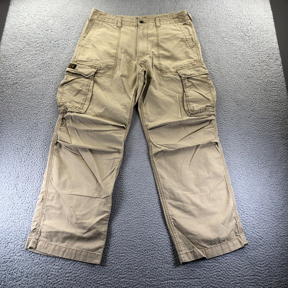 Vtg Polo Jeans Co Pants Mens 34x32 khaki Cargo Baggy Y2K Ripstop Surplus Skater